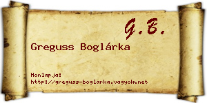 Greguss Boglárka névjegykártya